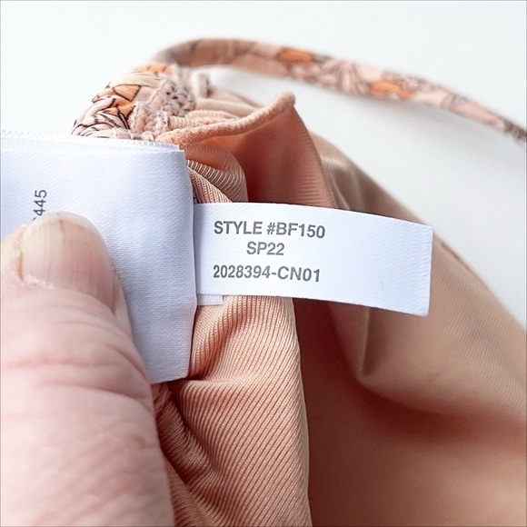 J. Crew Ruched Halter Bikini XL Top M Bottom Zinnia‎ Floral peach orange strappy - Picture 7 of 12